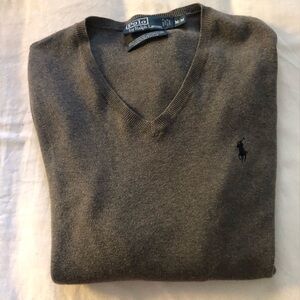 Polo by Ralph Lauren V-Neck Light Brown Medium Black Label Pullover